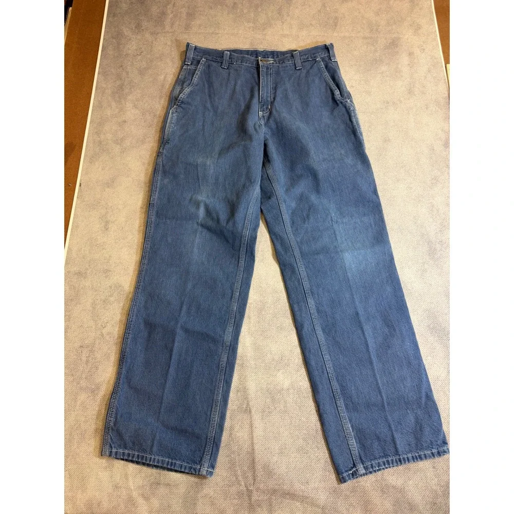 Carhartt Mens Dungaree Fit Carpenter Jeans Blue Denim 32x32 Work Pants